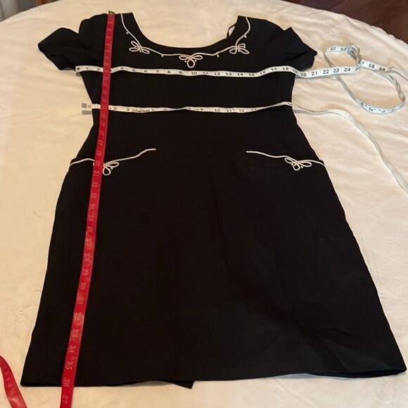 Santa Fe Dress by Jim Tremblay Size 10 Scoop Neck Short Sleeve Pearls Trim Midi - Picture 10 of 10